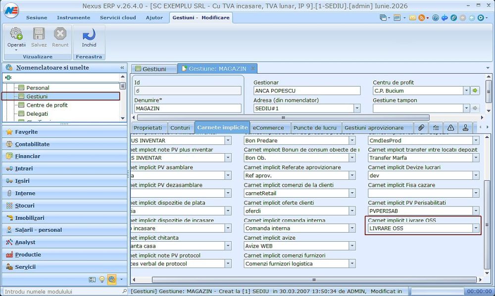 Comenzi clienti Generare factura Livrare OSS 01