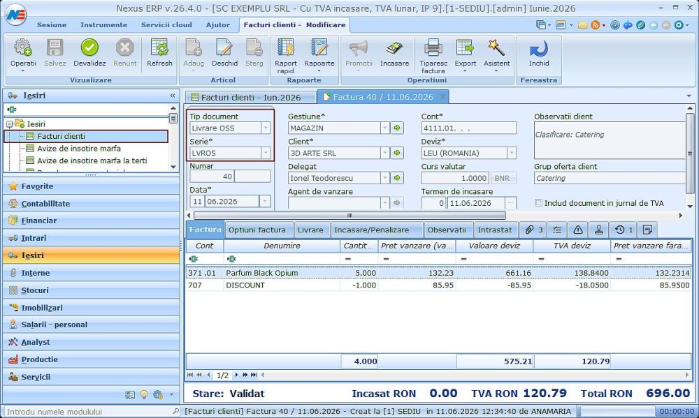 Comenzi clienti Generare factura Livrare OSS 02