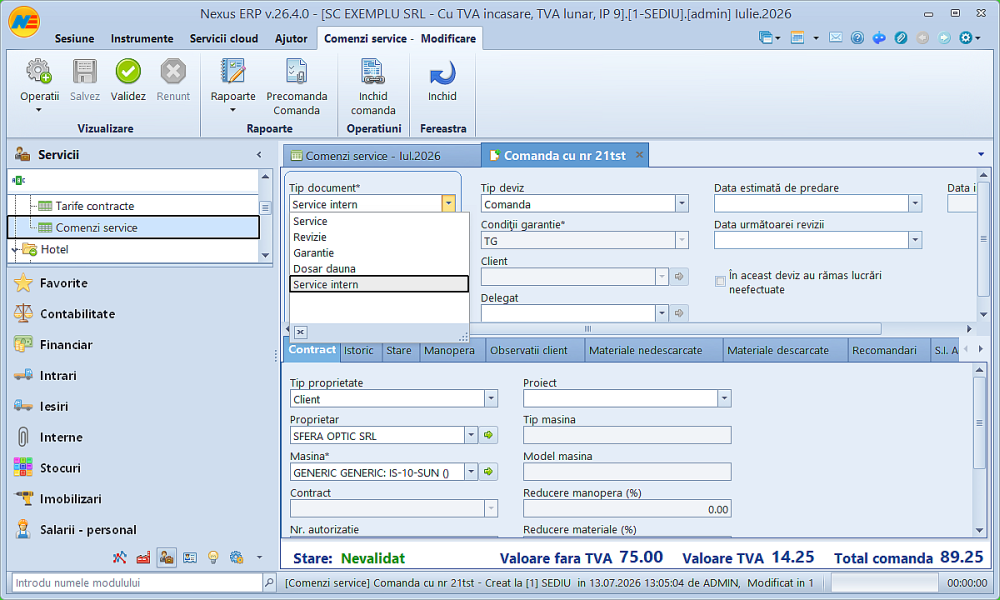 Comenzi service tip doc service intern 01