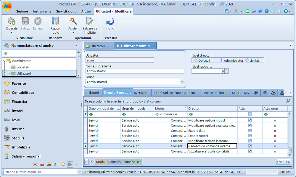Comenzi service tip doc service intern 03