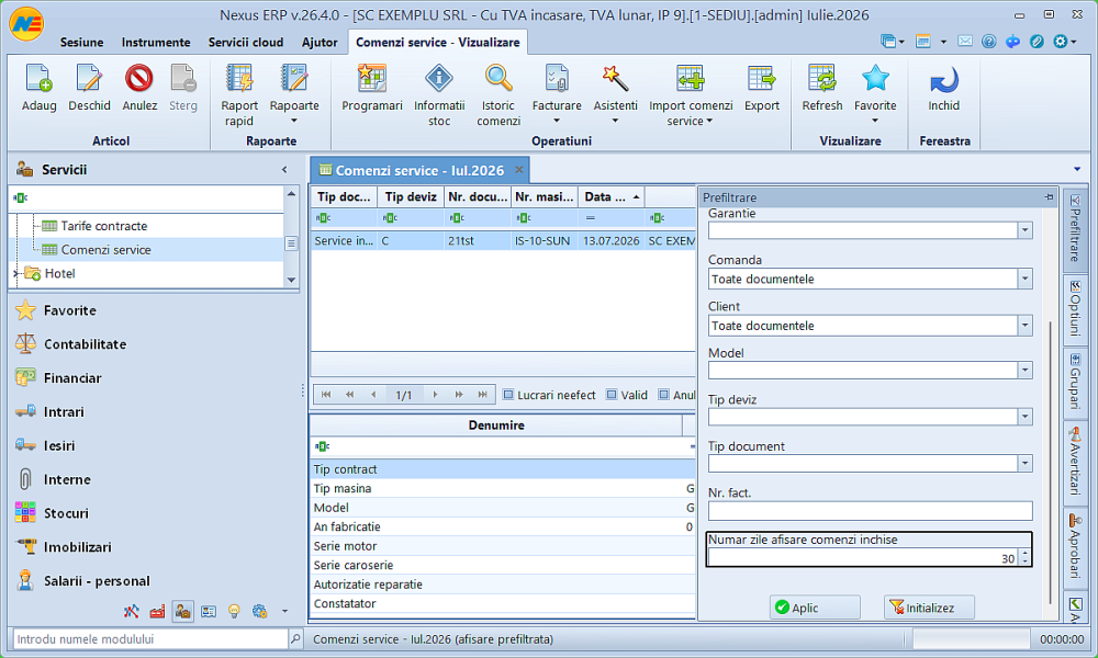 Comenzi service tip doc service intern 05