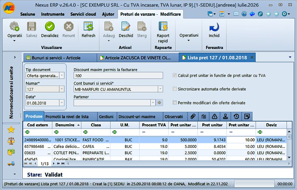 Deschidere document preturi de vanzare 02